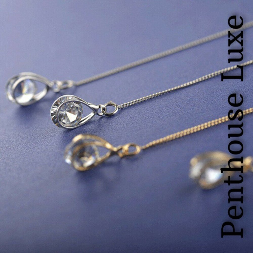 Long Drop Chain Threader Earrings - Picture 5 of 6